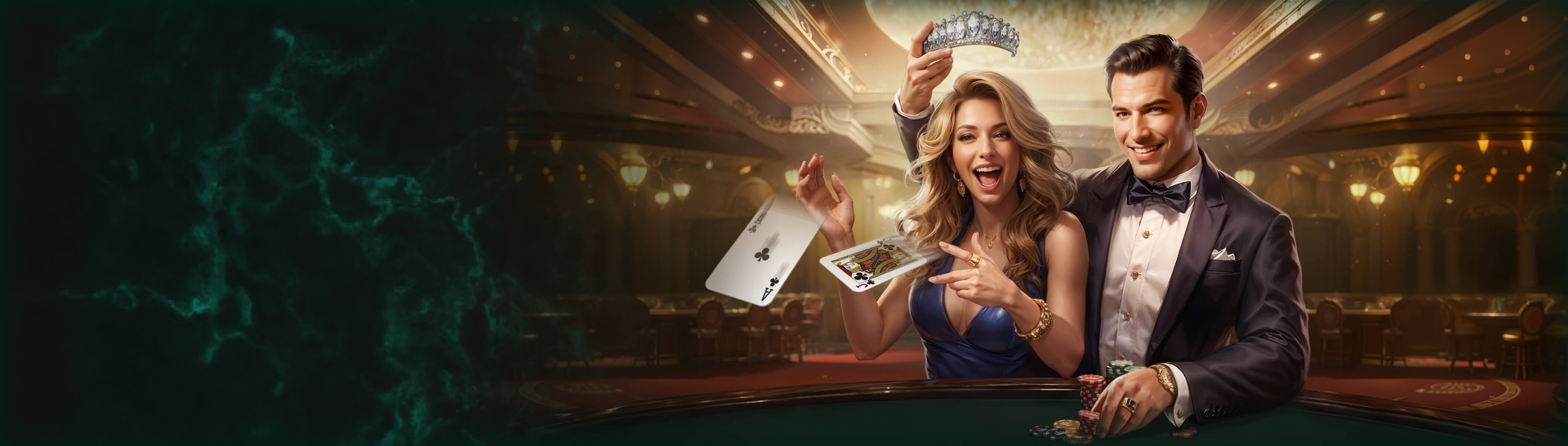 CrownPlay Casino premium casino couple with cards and crown